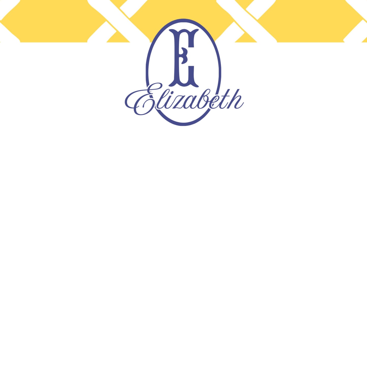 Personalized Notepad, Preppy Yellow Lattice