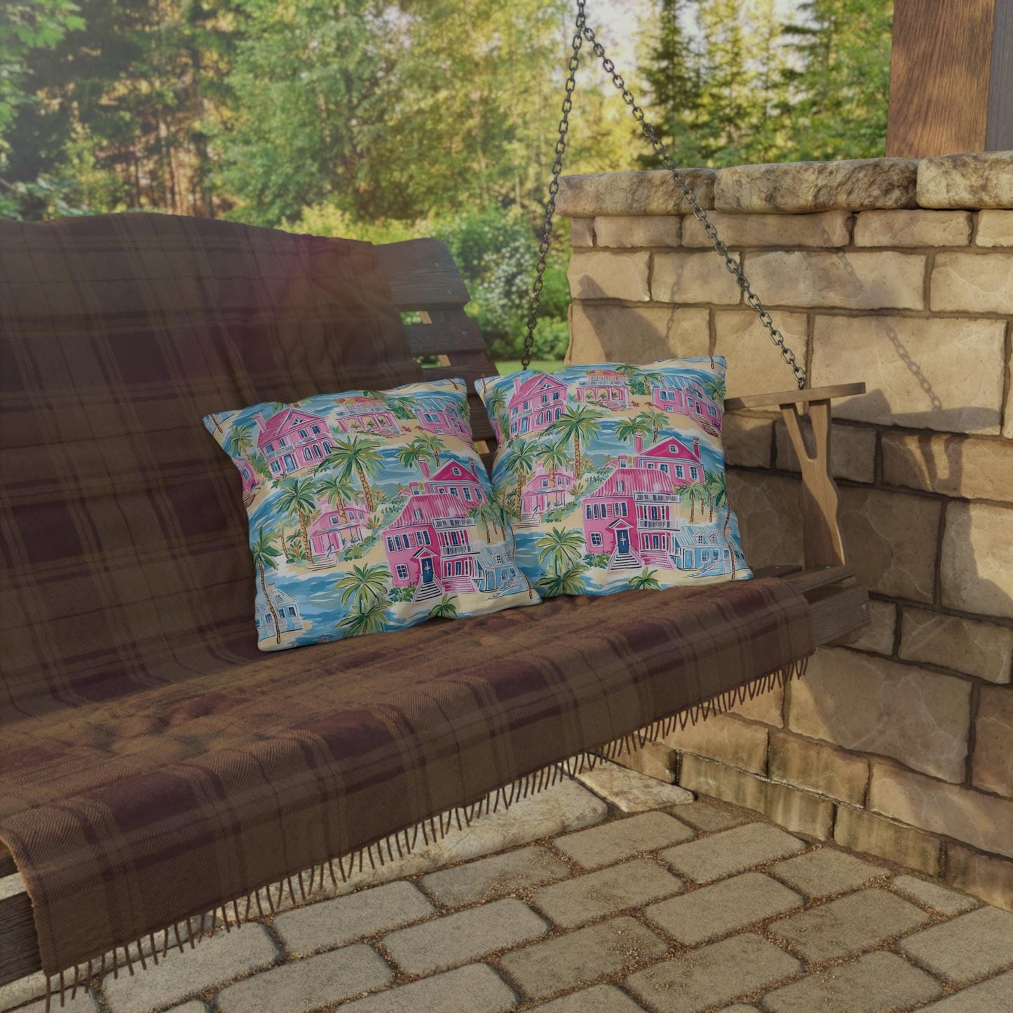 Outdoor Throw Pillow, Coastal Palm Beach Houses