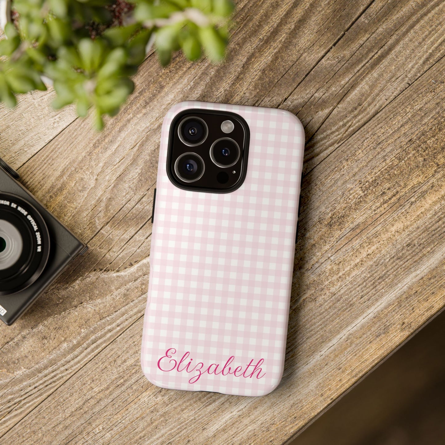 Personalized Phone Tough Cases - Pink Plaid