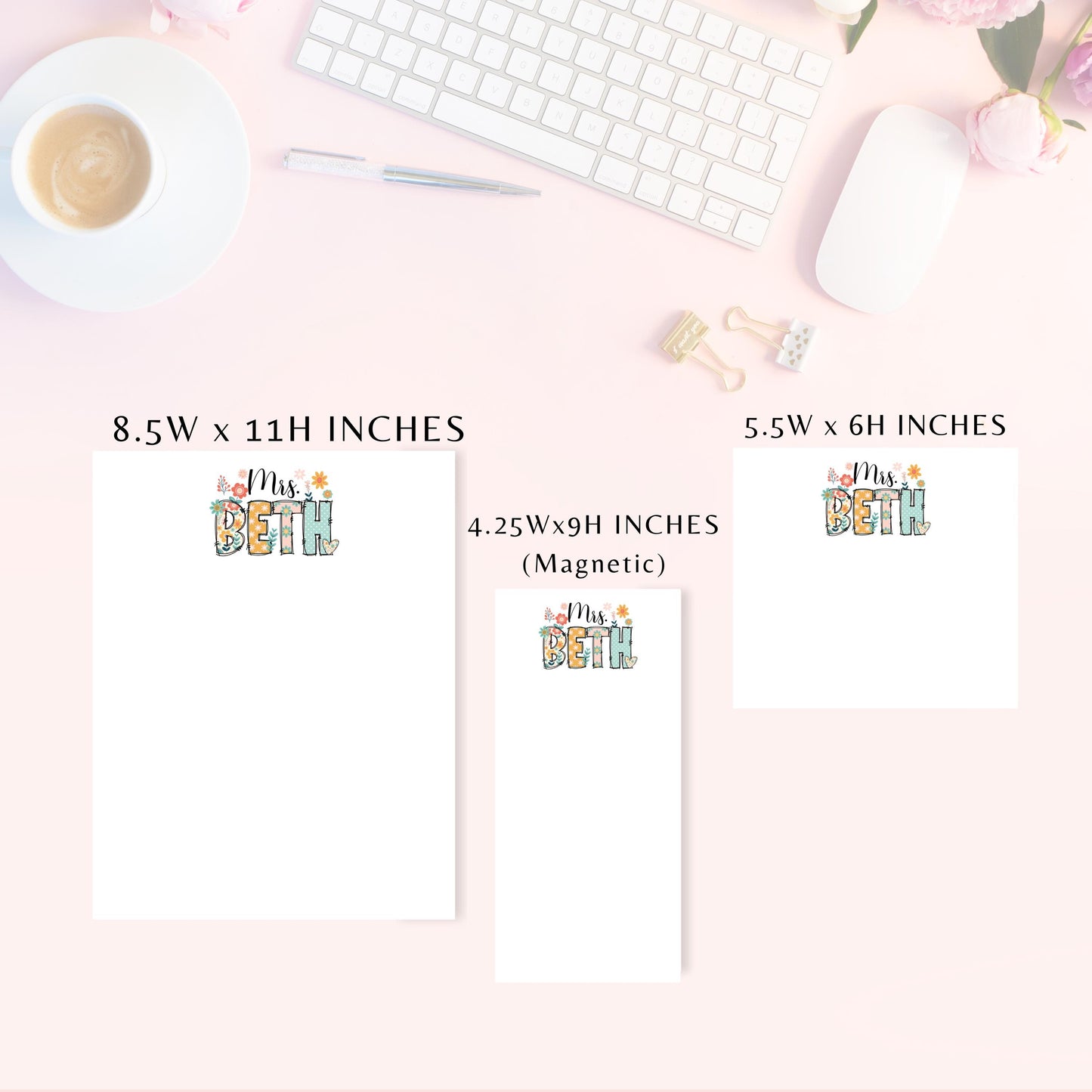 Personalized Notepad, Wildflowers, Magnetic