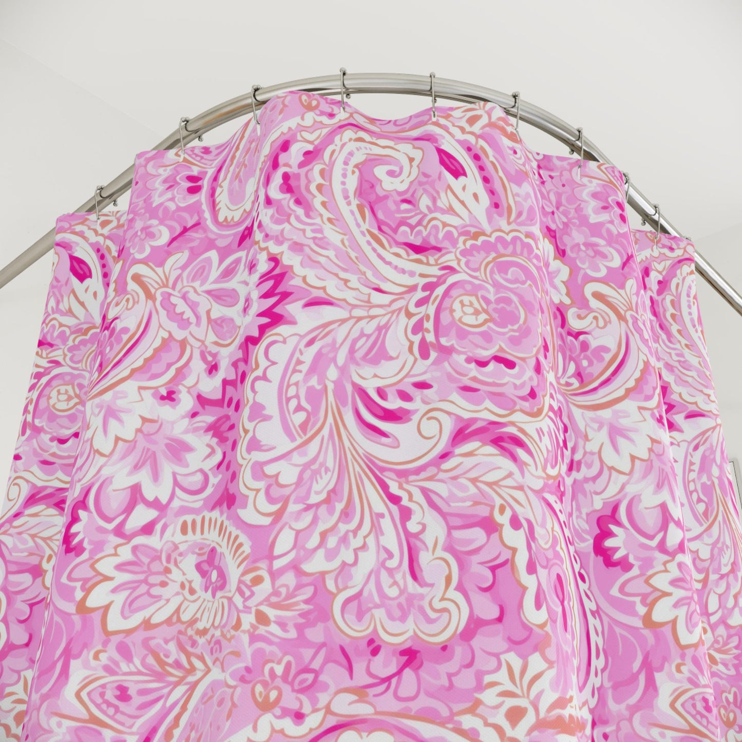 Custom Shower Curtain, Pink Paisley