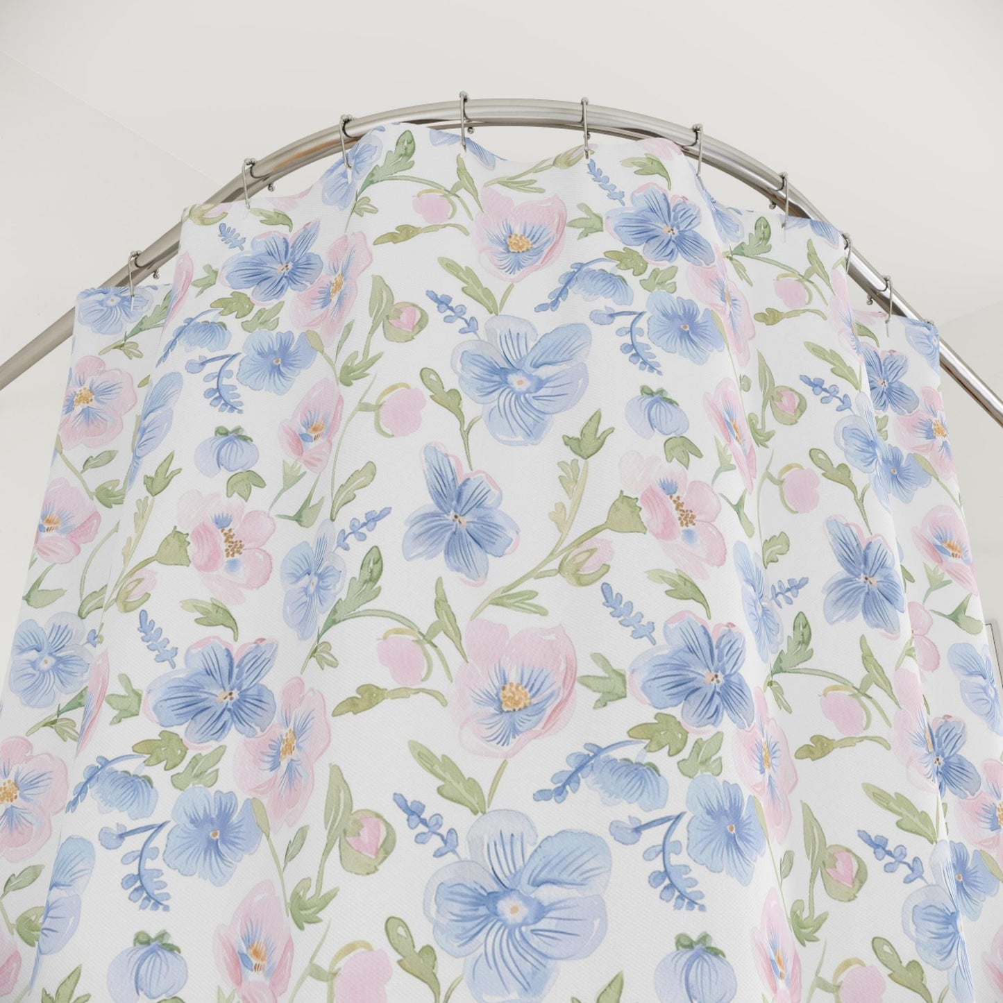 Custom Shower Curtain, Watercolor Coquette Floral
