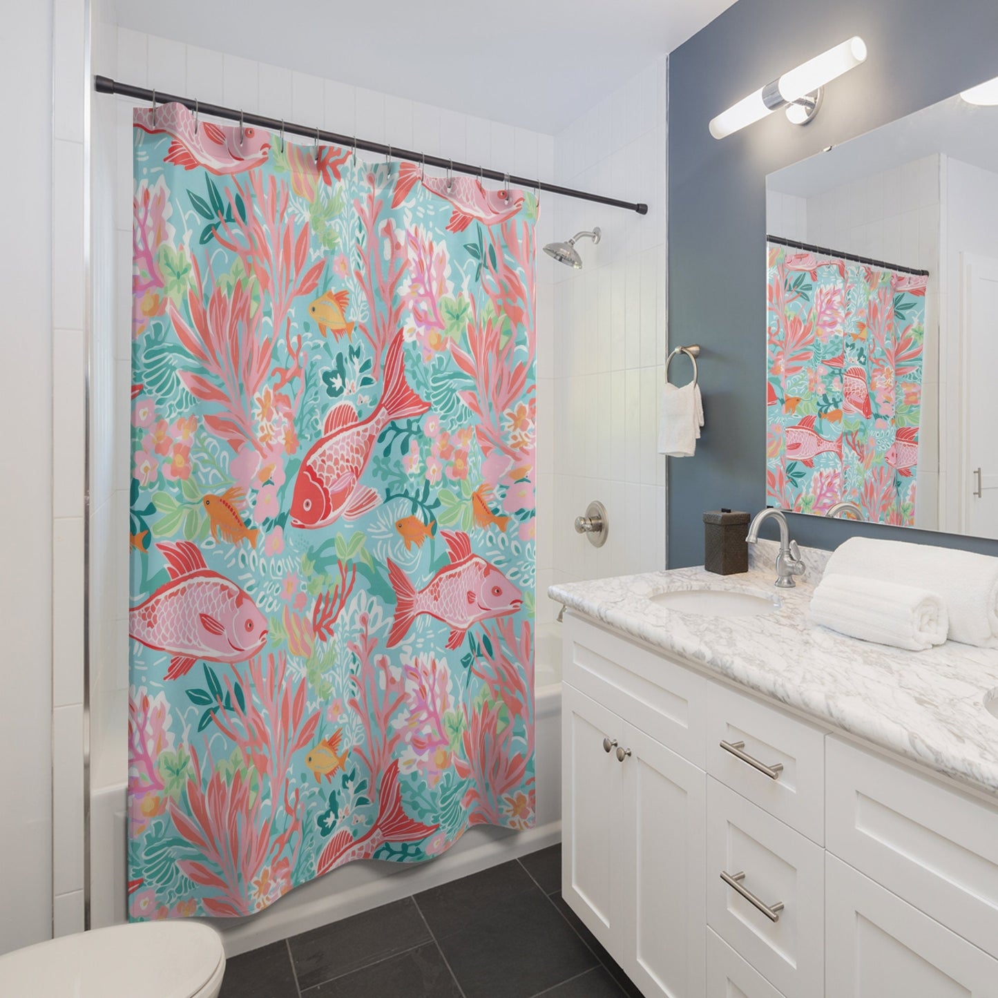 Custom Shower Curtain, Tropical Fish