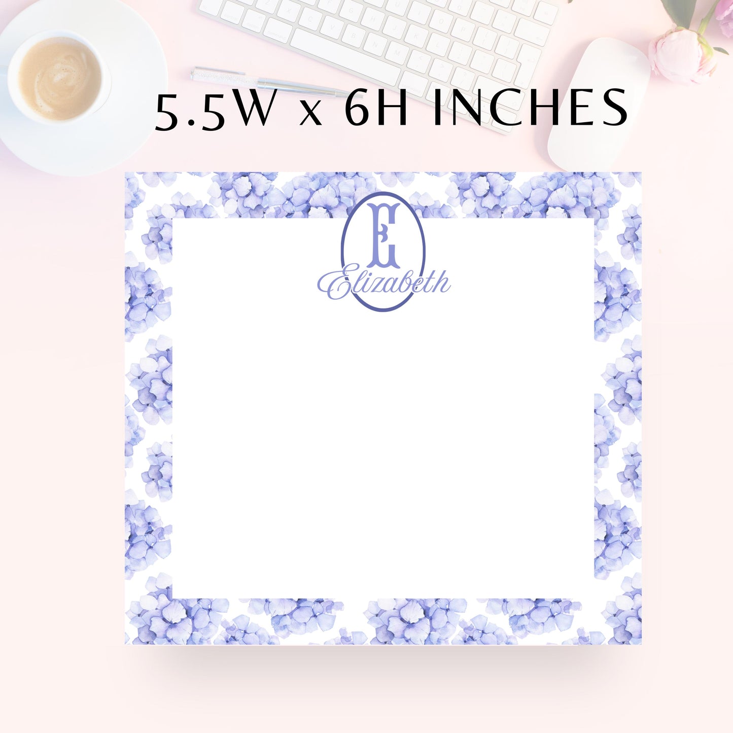 Personalized Notepad, Blue Chinoiserie Floral