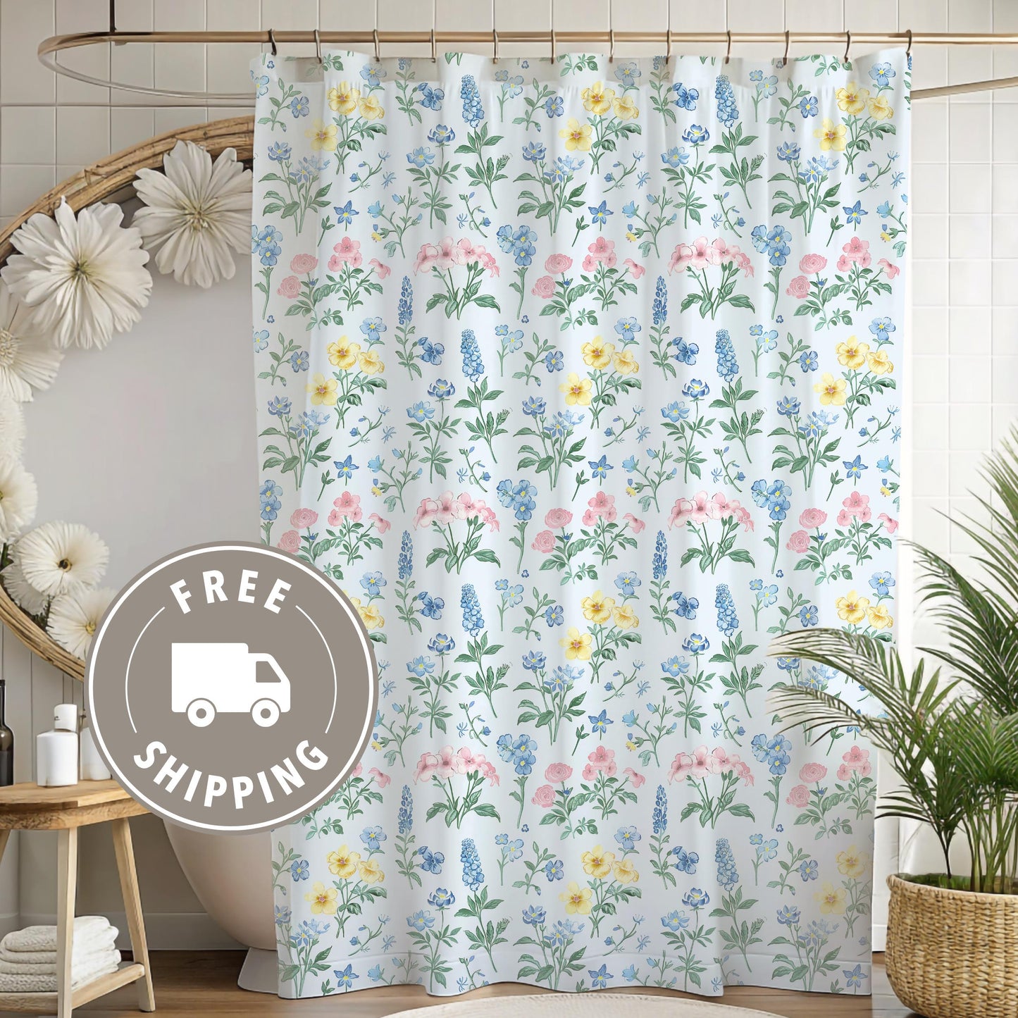 Custom Shower Curtain, Wildflowers
