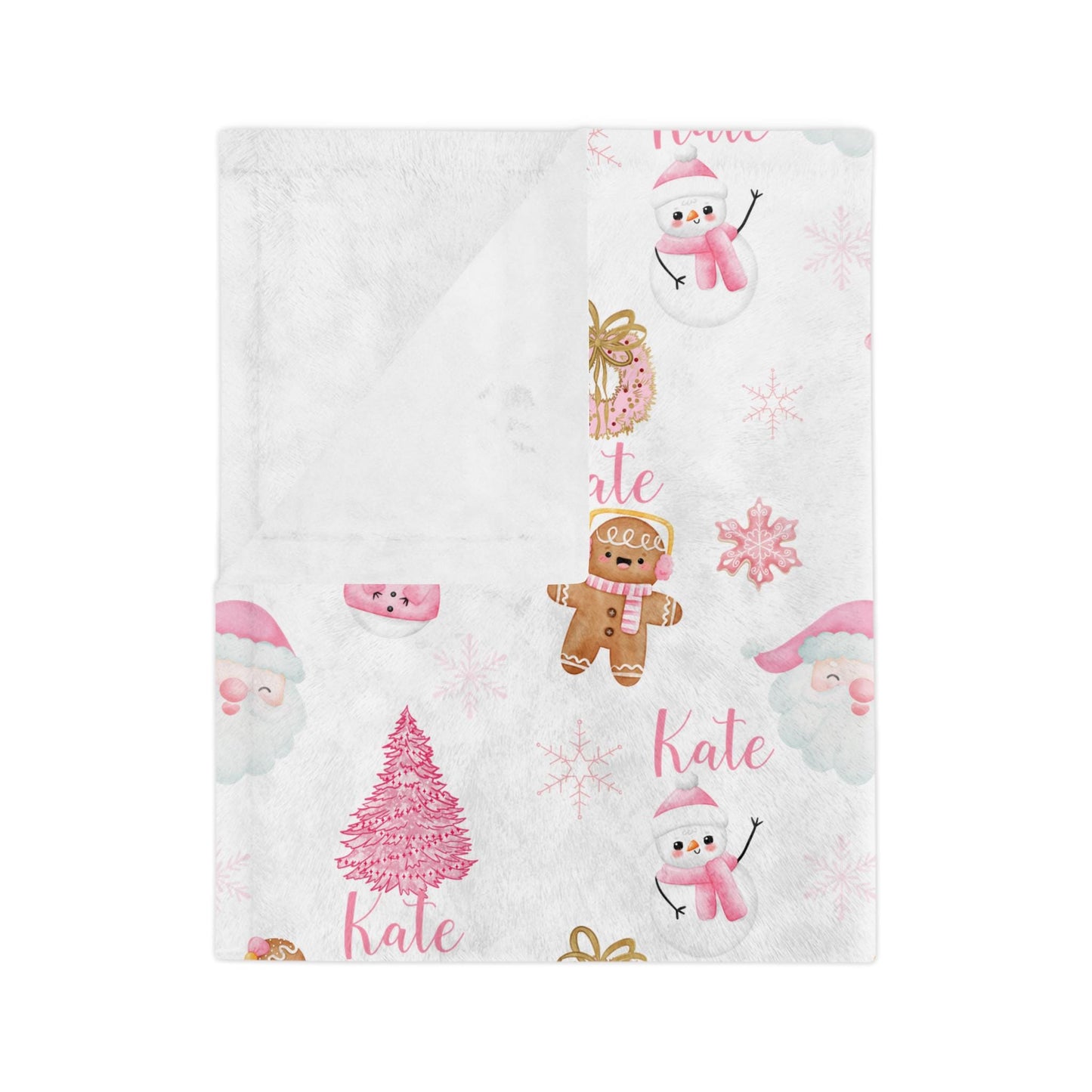 Christmas Name Blanket - Gingerbread, Snowman and Santa