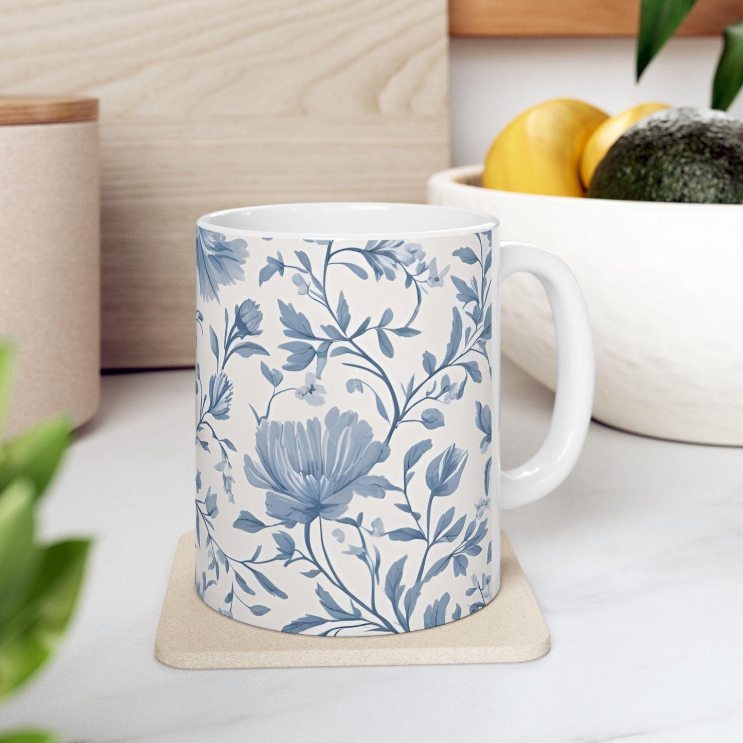 Coffee Mug, Blue Floral