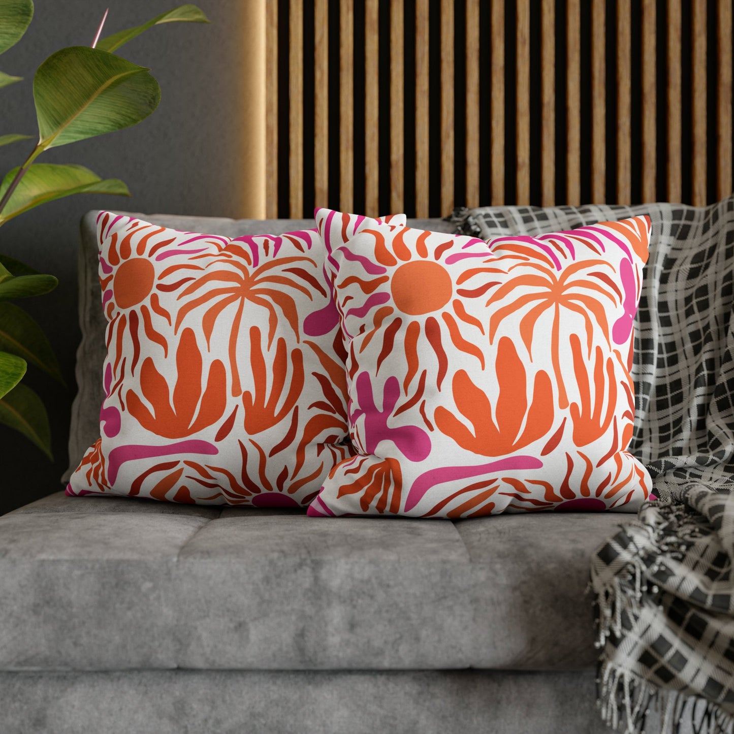 Custom Throw Pillow, Pink and Orange Abstract