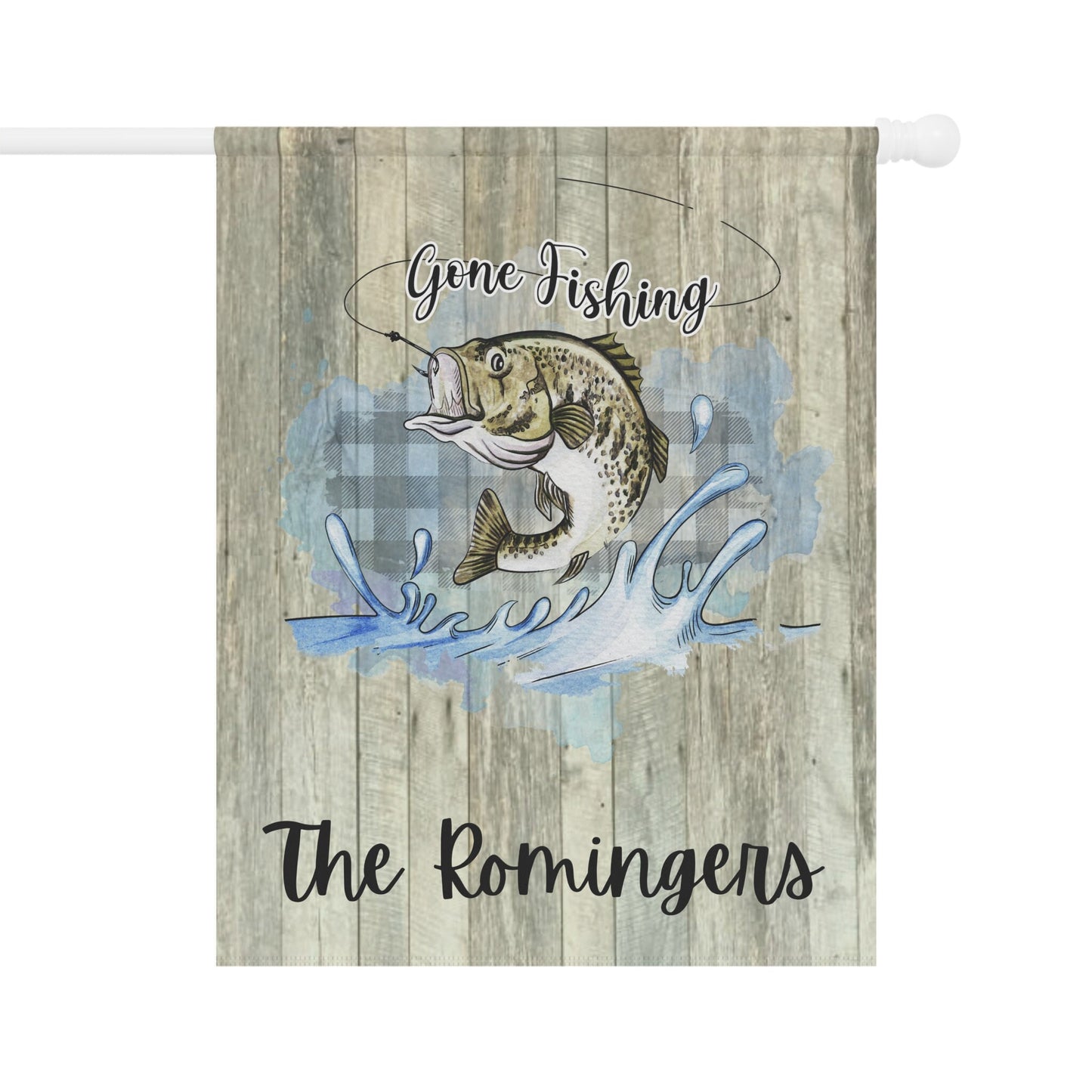 Personalized Gone Fishing Garden Flag