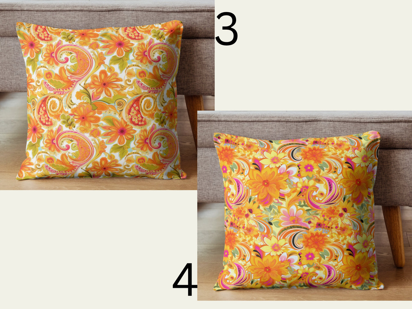 Custom Throw Pillow, Pink Orange Paisley