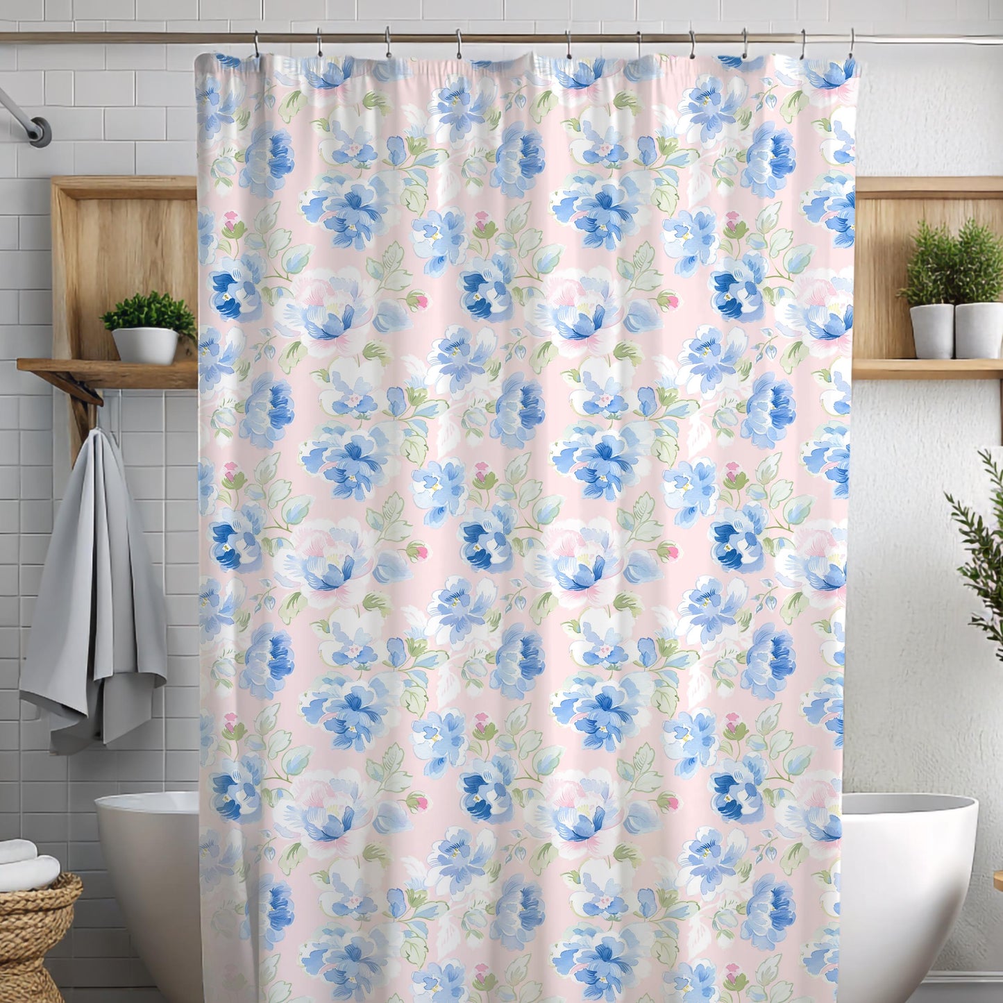 Custom Shower Curtain, Soft Florals