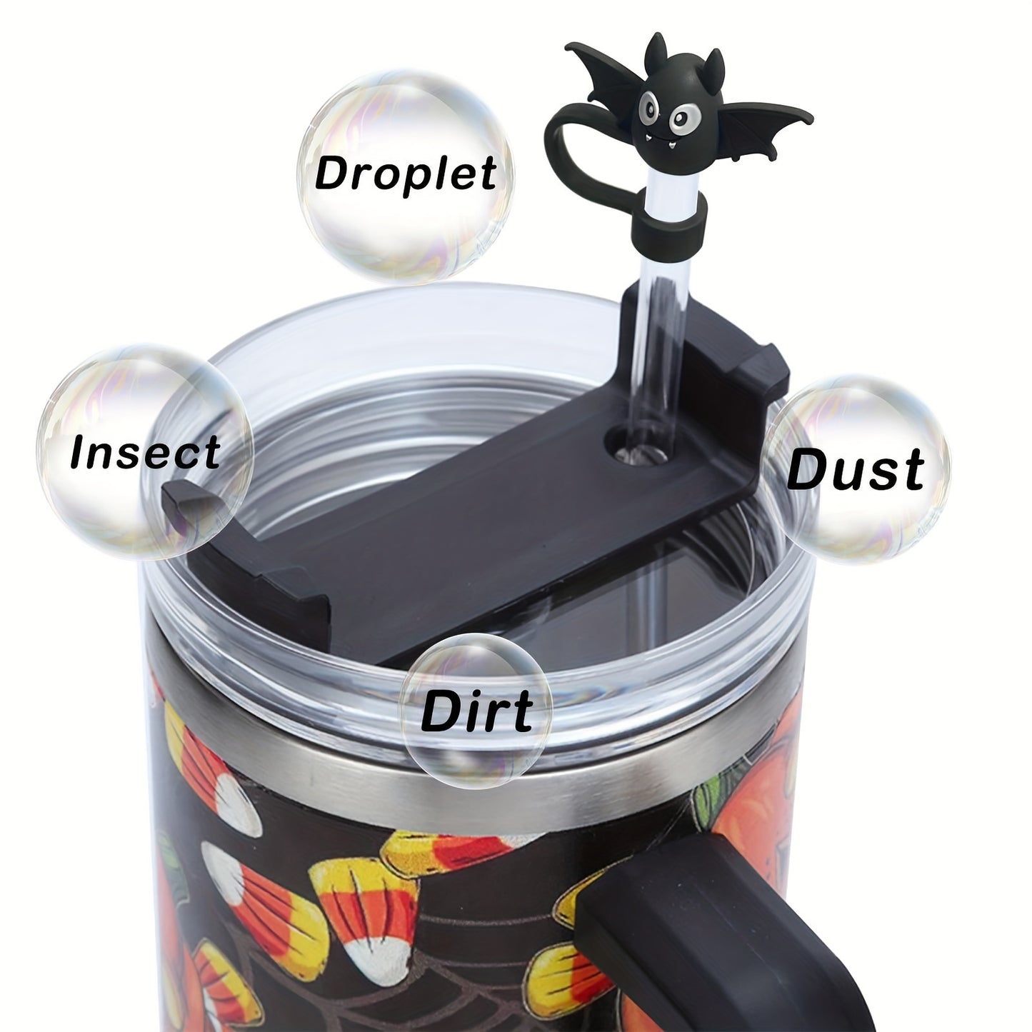 5pcs Halloween Silicone Straw Toppers for Stanley Cups