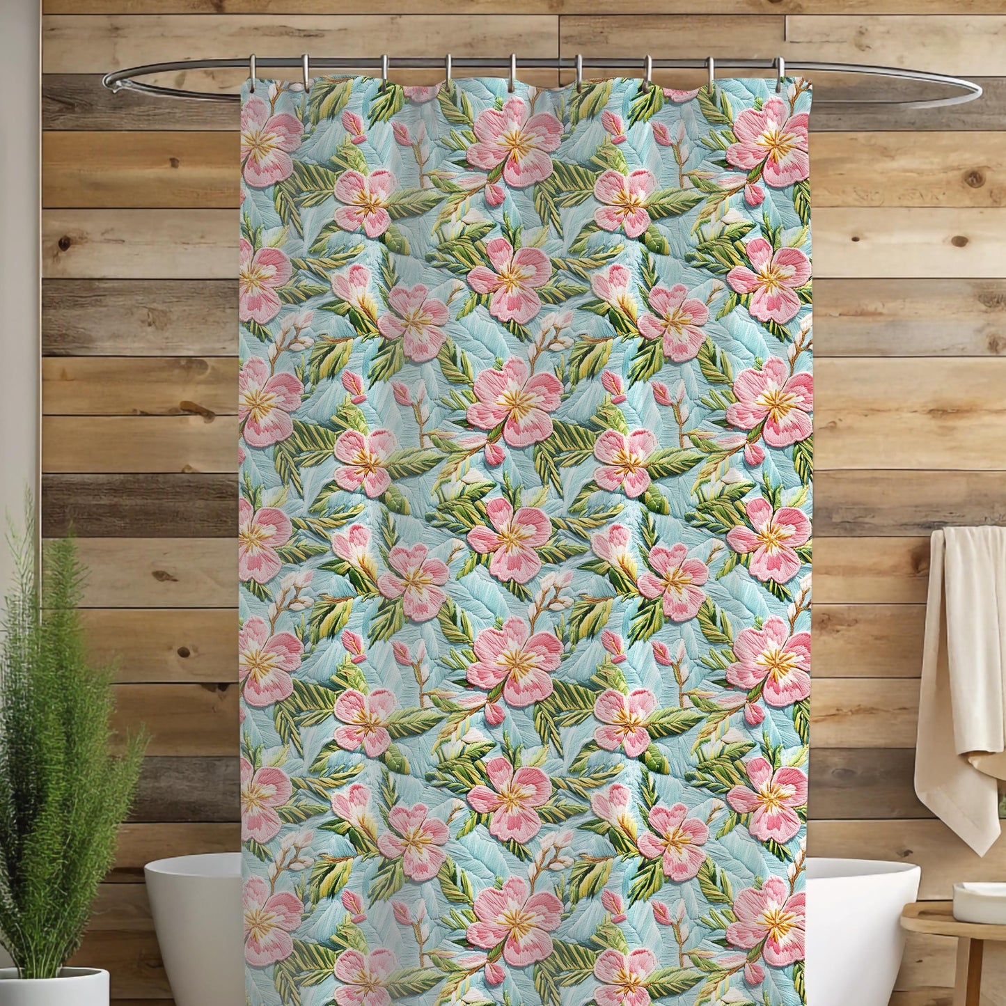 Custom Shower Curtain, 3-D Floral
