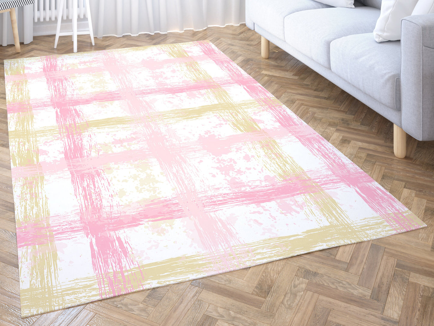 Custom Rug, Pink Plaid