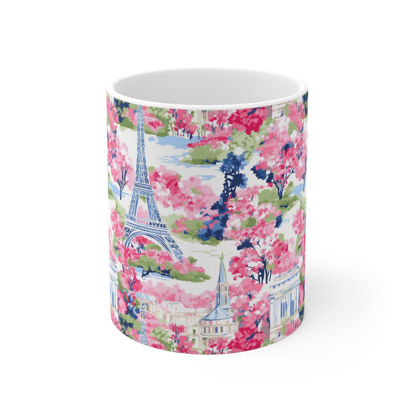 Coffee Mug, Bright Floral Eiffel Tower