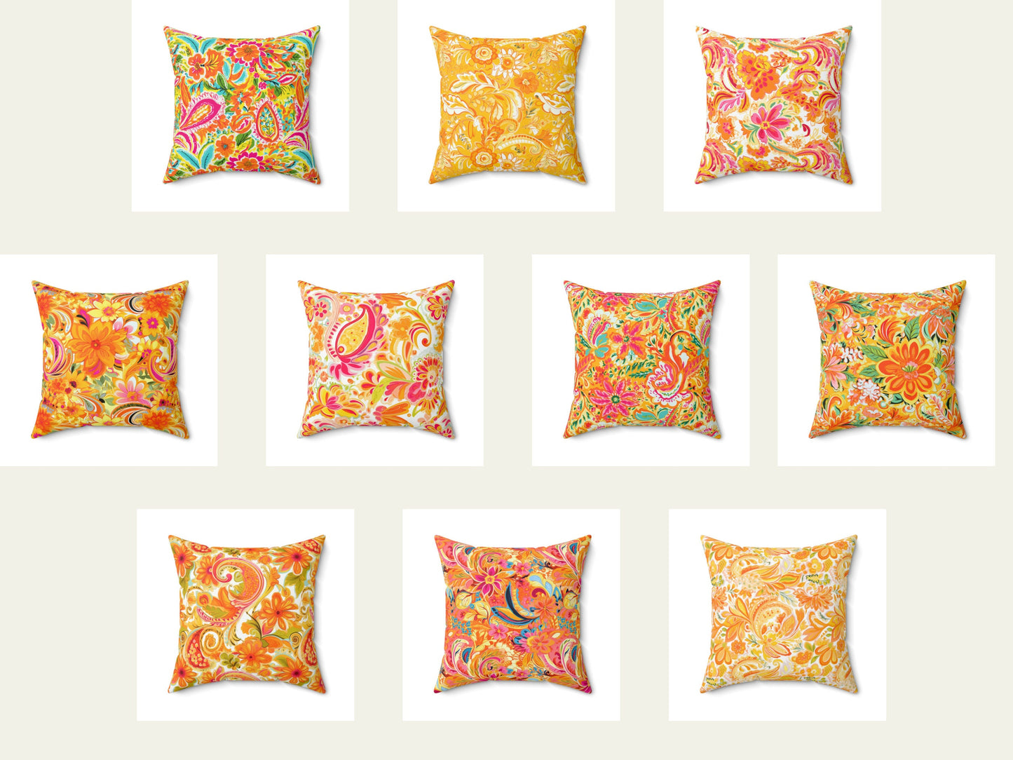 Custom Throw Pillow, Pink Orange Paisley