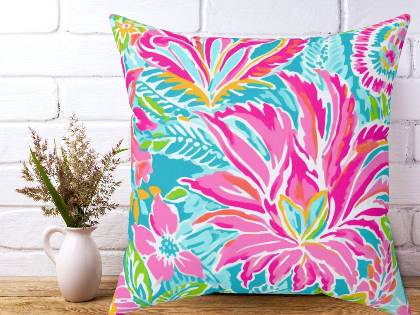 Custom Throw Pillow, Tropical Floral