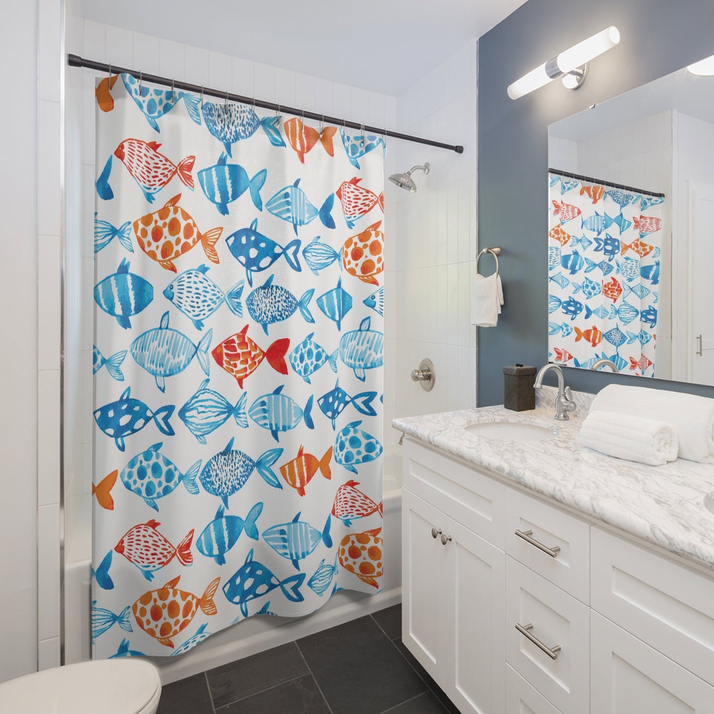 Custom Shower Curtain, Tropical Fish