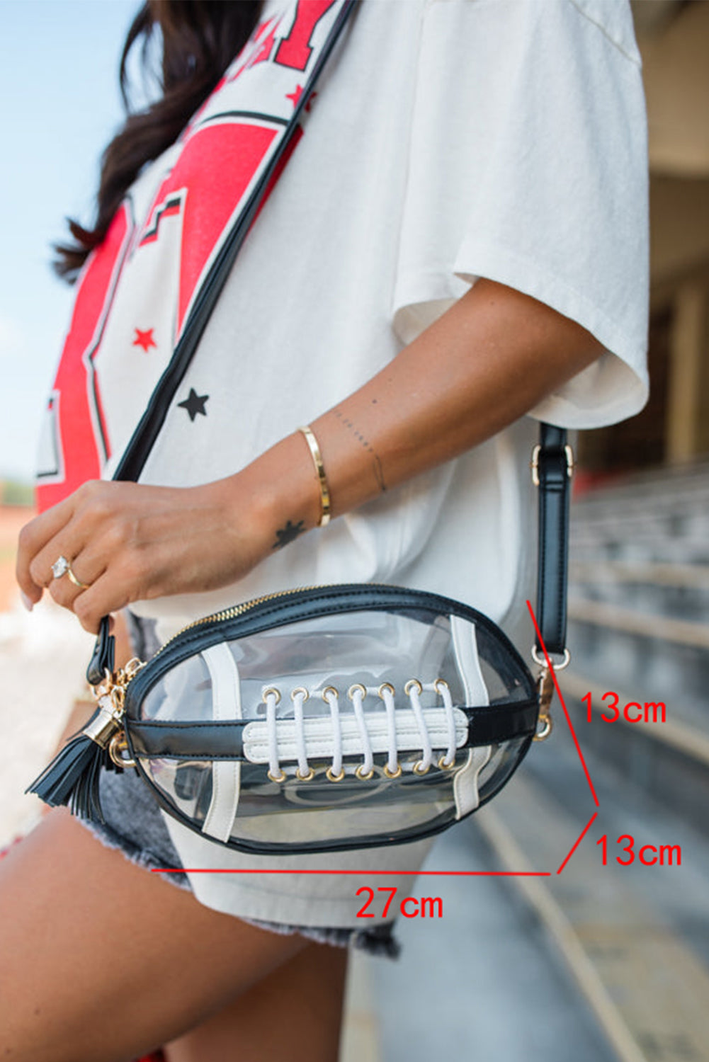 Black Football Clear Shoulder Bag