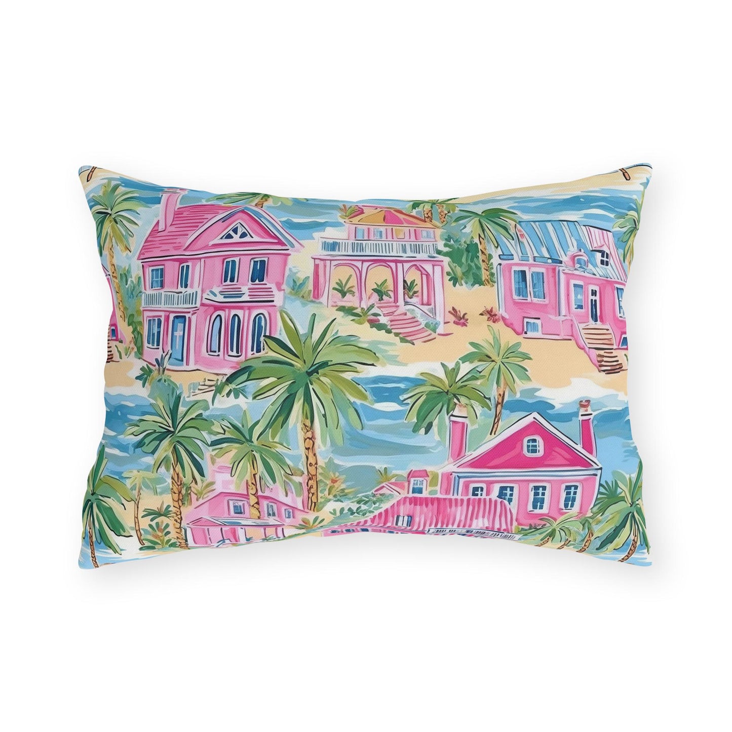 Outdoor Throw Pillow, Coastal Palm Beach Houses