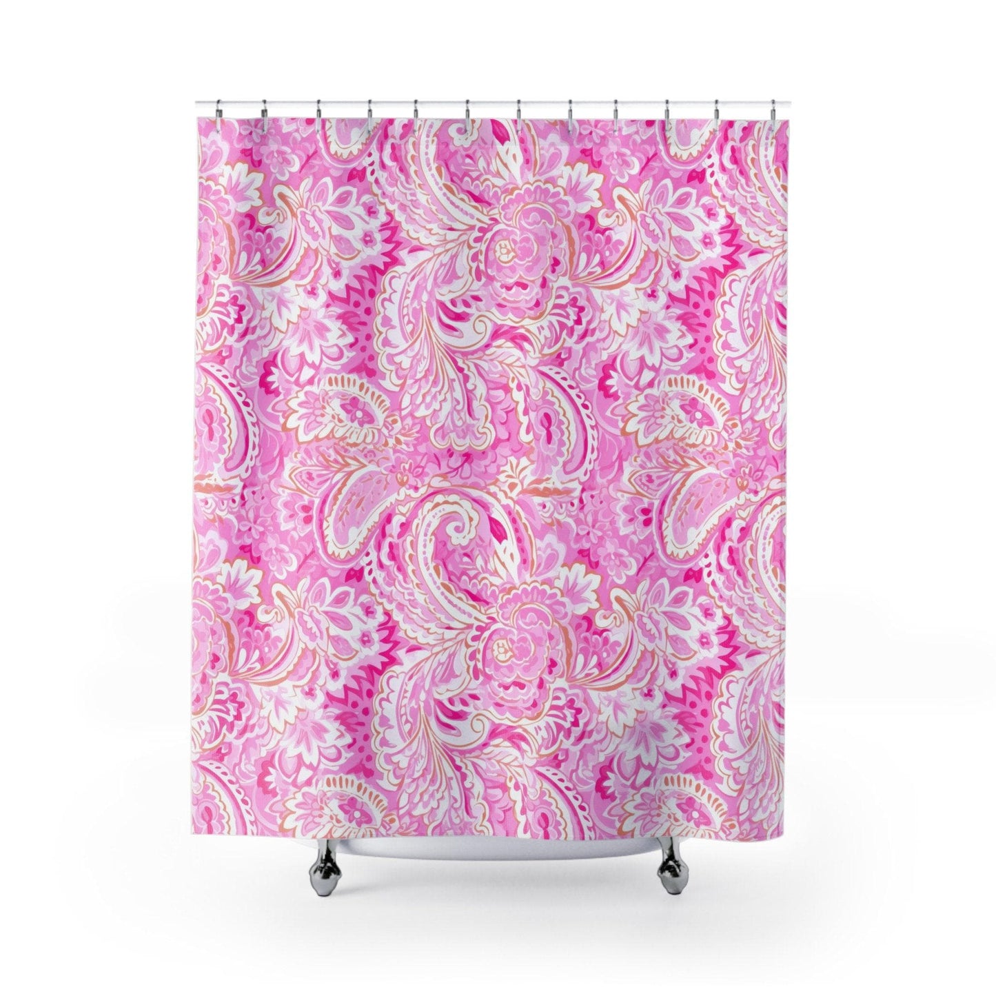 Custom Shower Curtain, Pink Paisley