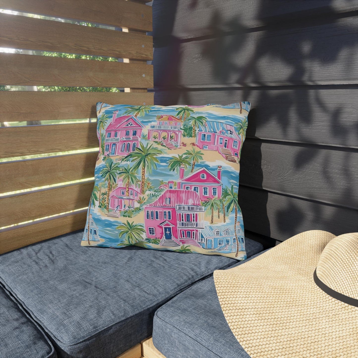 Outdoor Throw Pillow, Coastal Palm Beach Houses
