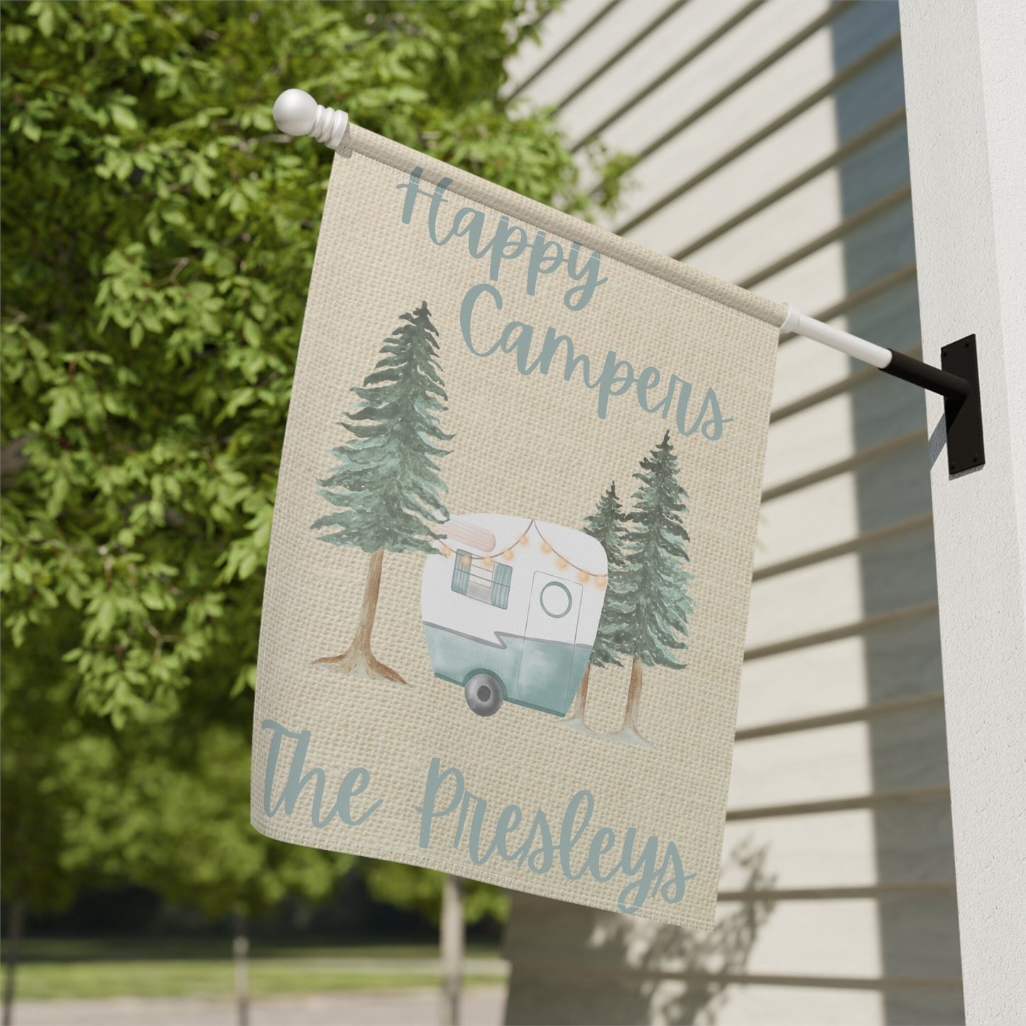 Personalized Happy Camper Garden Flag