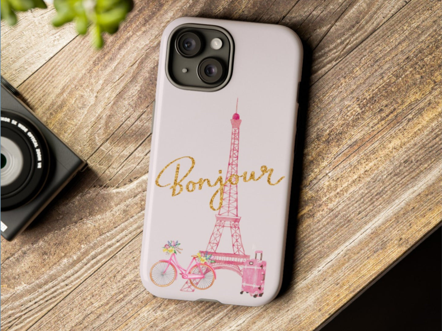 Custom Phone Case, Eiffel Tower Bonjour