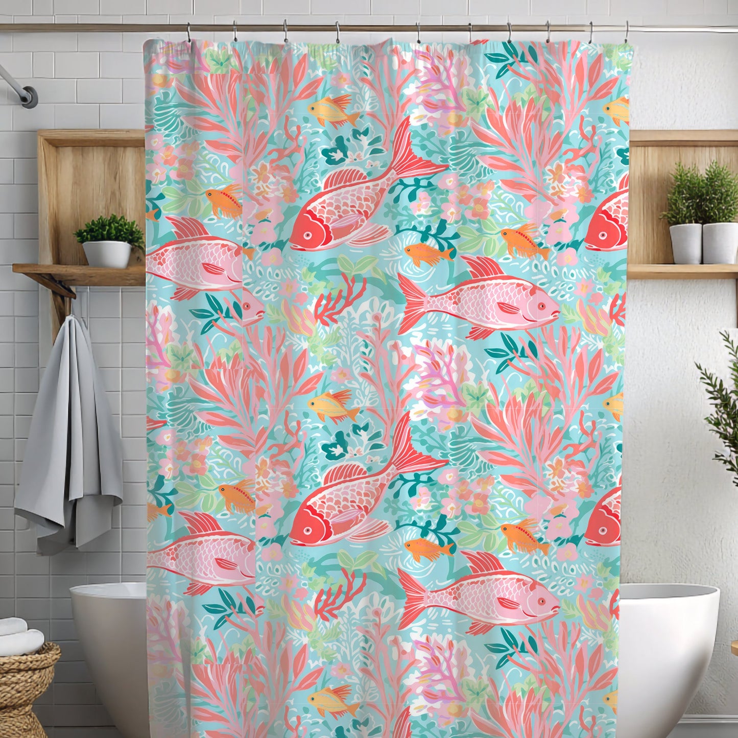 Custom Shower Curtain, Tropical Fish