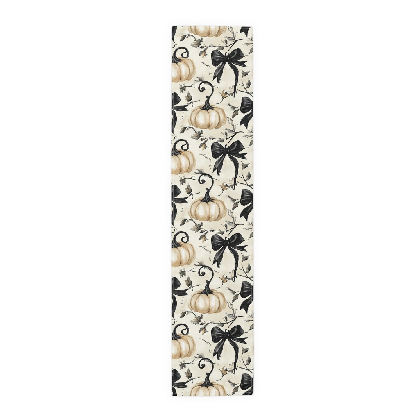 Table Runner, Pumpkins and Black Bows