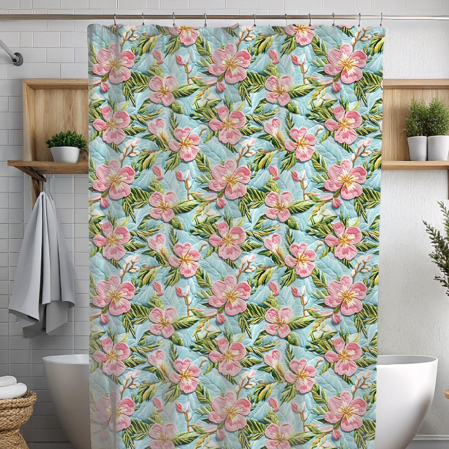 Custom Shower Curtain, 3-D Floral