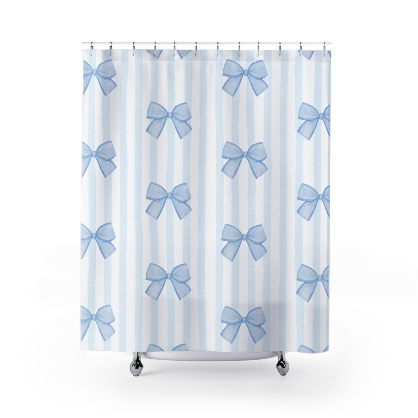 Custom Shower Curtain, Blue Bows