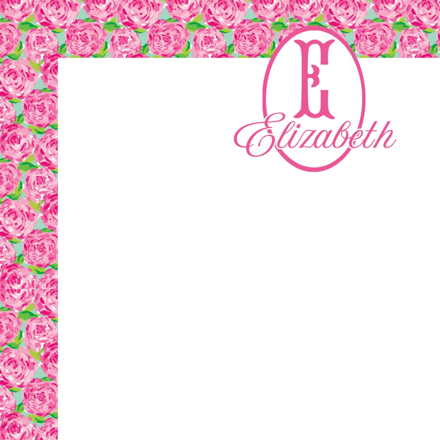 Personalized Notepad, Pink Roses