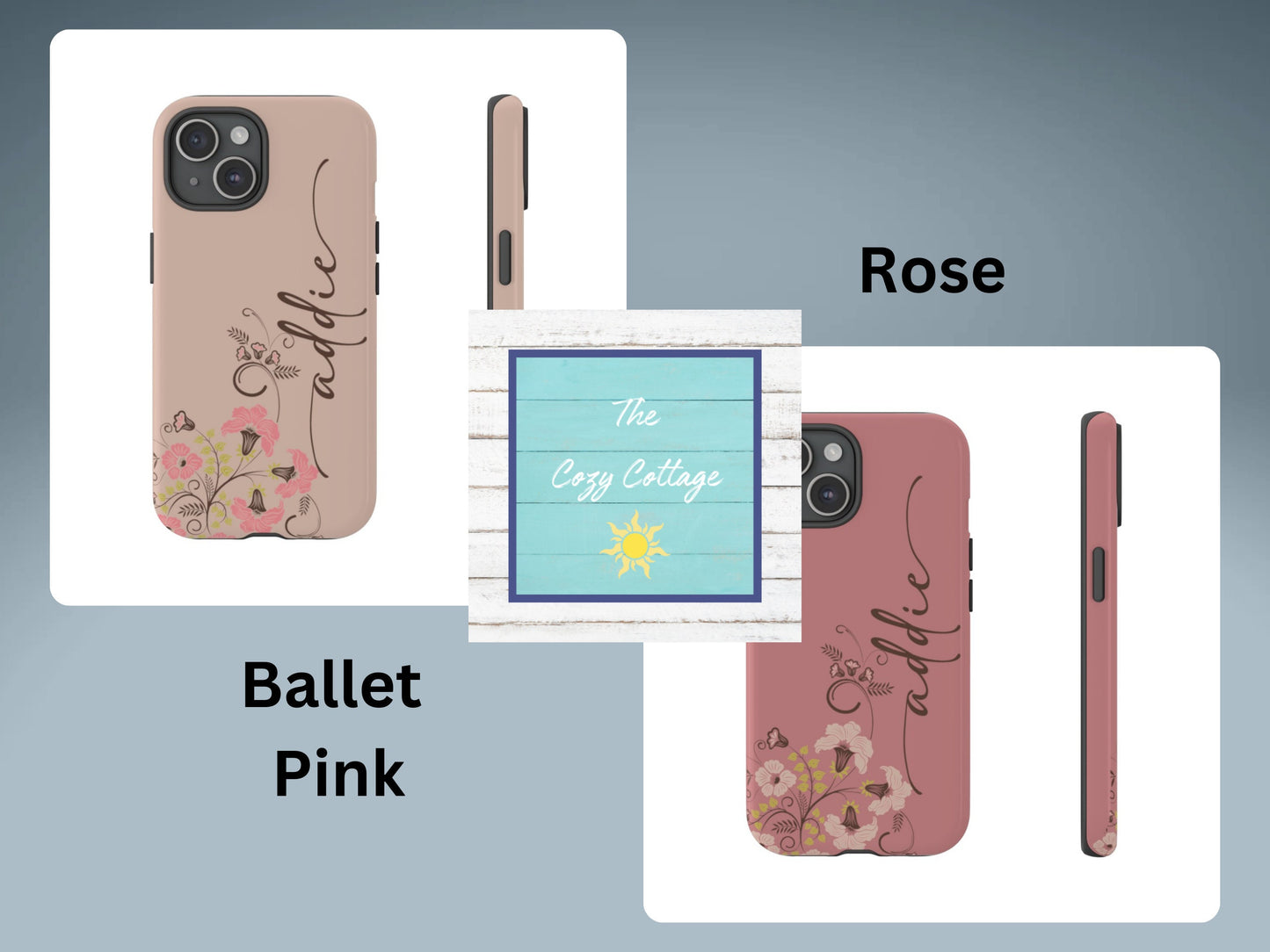 Custom Phone Case, Wildflowers and Personalized Name