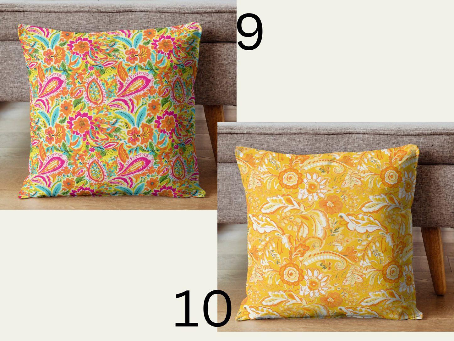 Custom Throw Pillow, Pink Orange Paisley