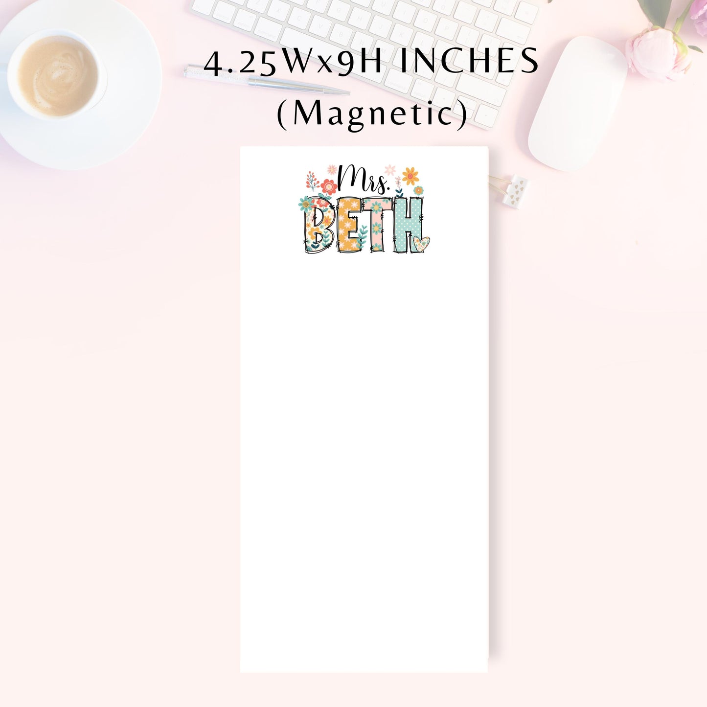 Personalized Notepad, Wildflowers, Magnetic