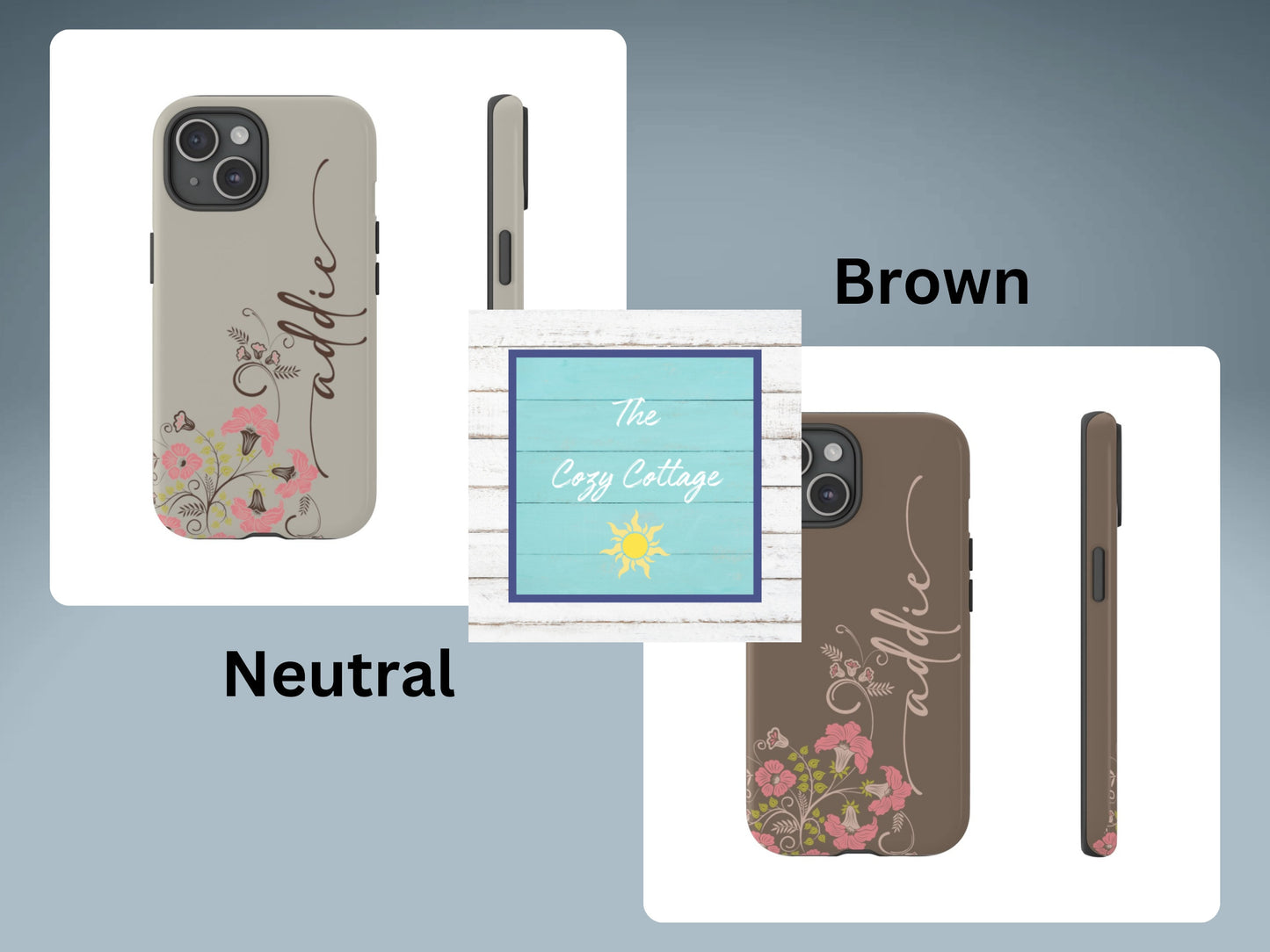 Custom Phone Case, Wildflowers and Personalized Name