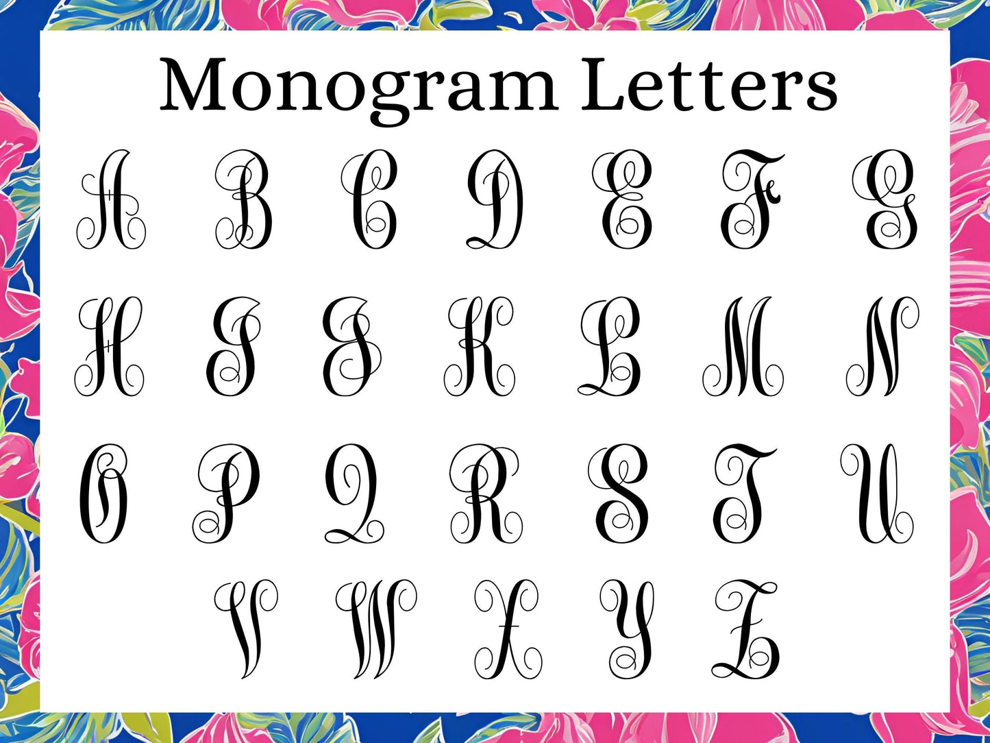 Personalized Car Tag, Tropical Pink and Green Monogram