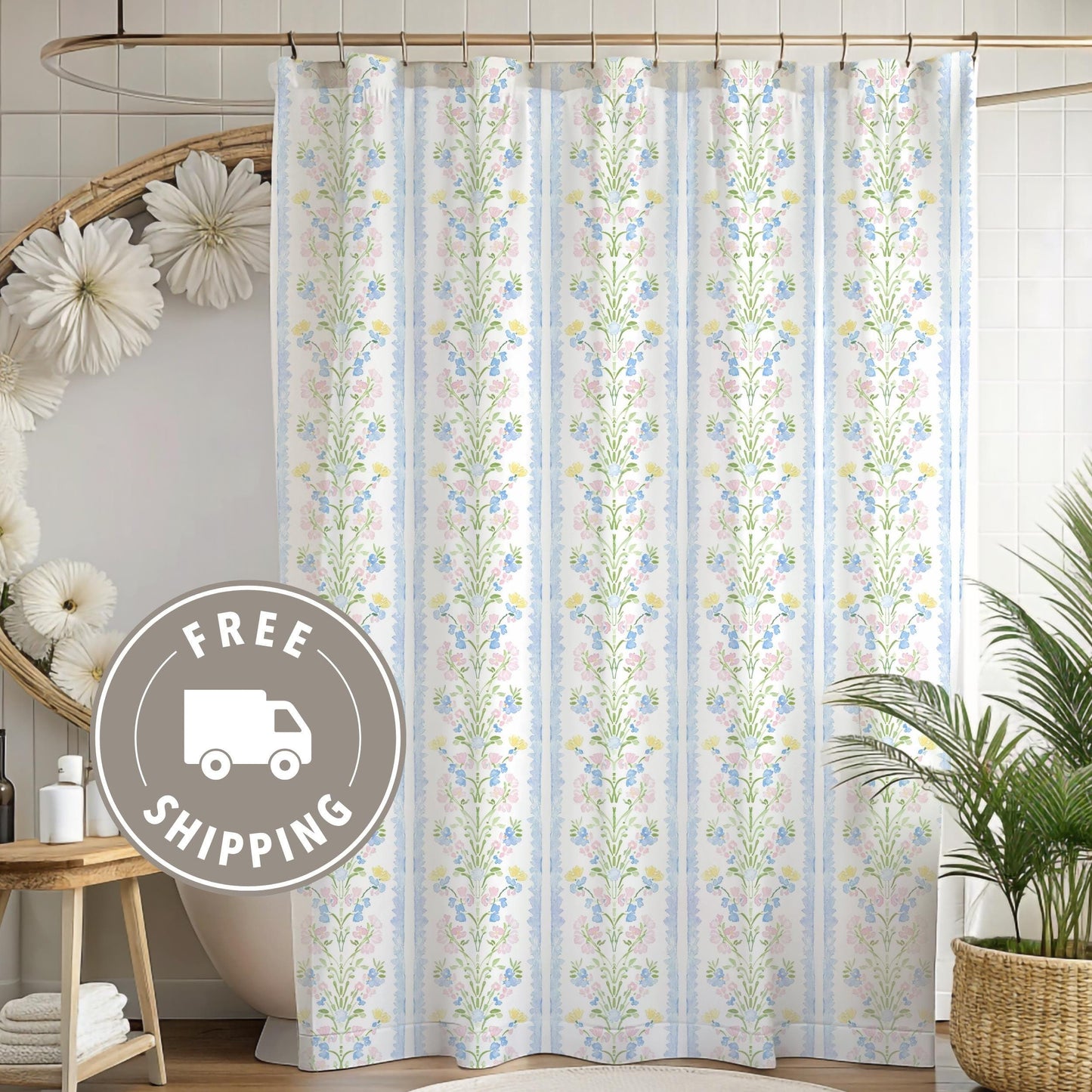 Custom Shower Curtain, Coquette Floral