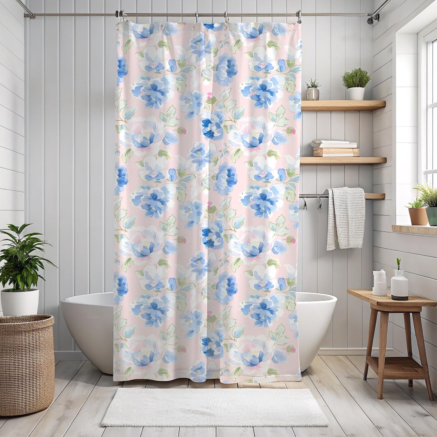 Custom Shower Curtain, Soft Florals