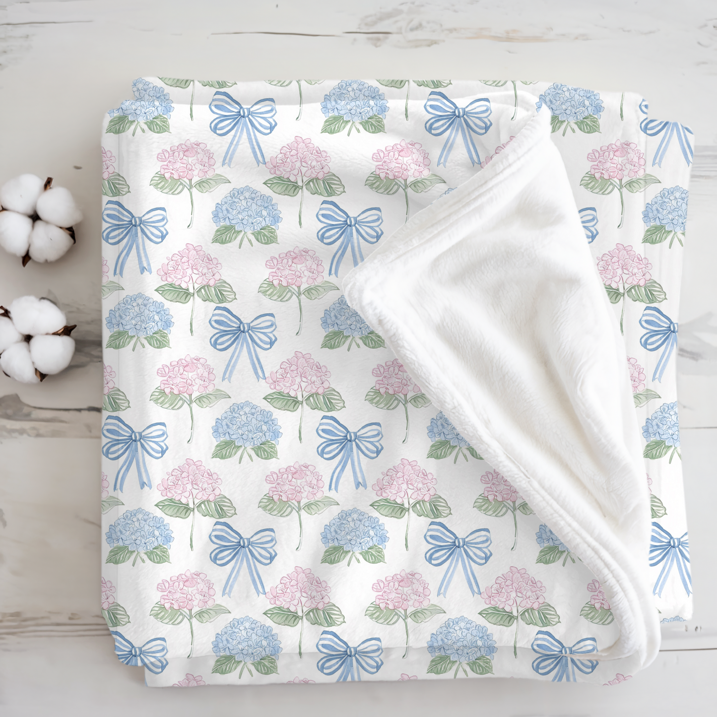 Velveteen Microfiber Blanket - Hydrangeas