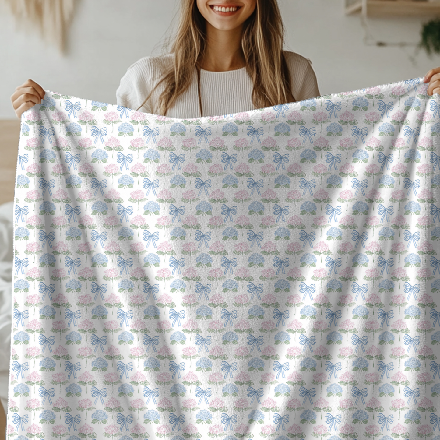 Velveteen Microfiber Blanket - Hydrangeas