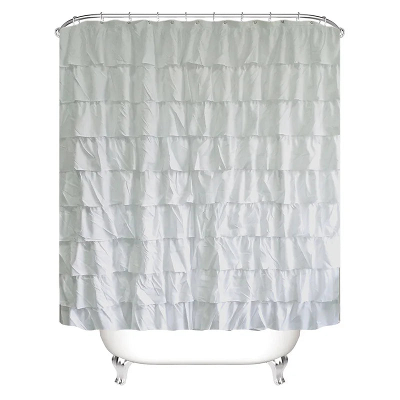 Ruffle Shower Curtain, White, Pink, Grey, Khaki