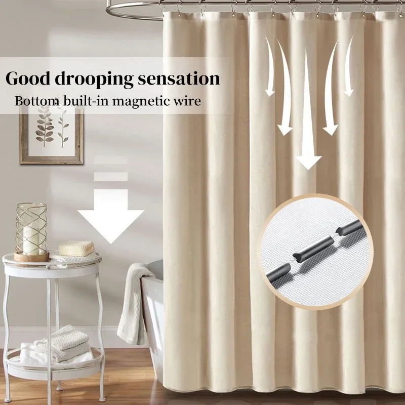 Solid Color Linen Shower Curtain