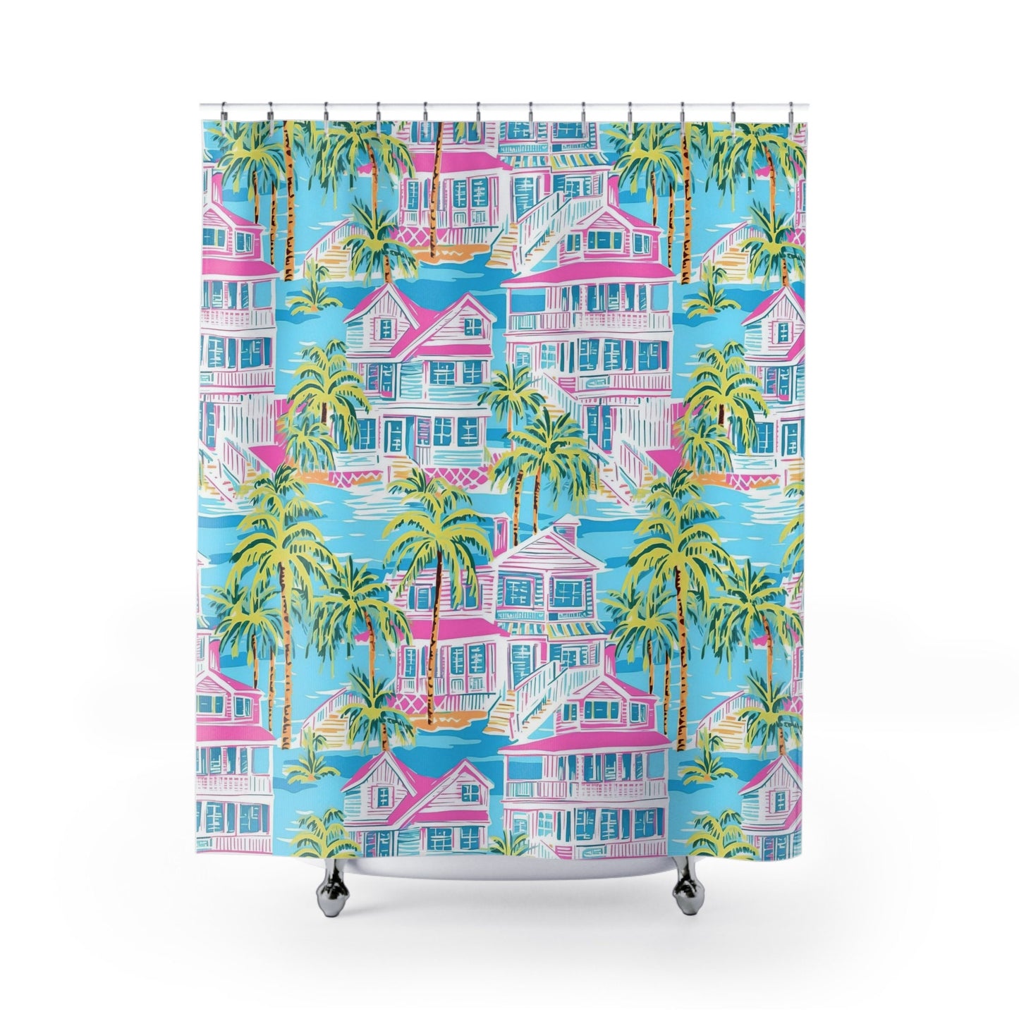 Custom Shower Curtain, Coastal Palm Beach