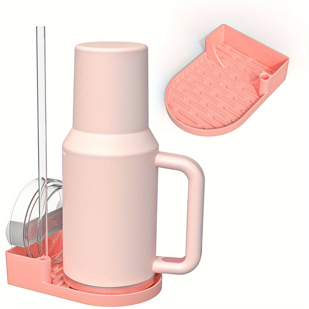 1pc Silicone Water Bottle Draining Rack Tray - Spill-Proof, Counter Top, Compact Design, Easy Cleaning, Compatible with 40oz and 30oz Stanley Cups, Ideal for Kitchen and Outdoor Use