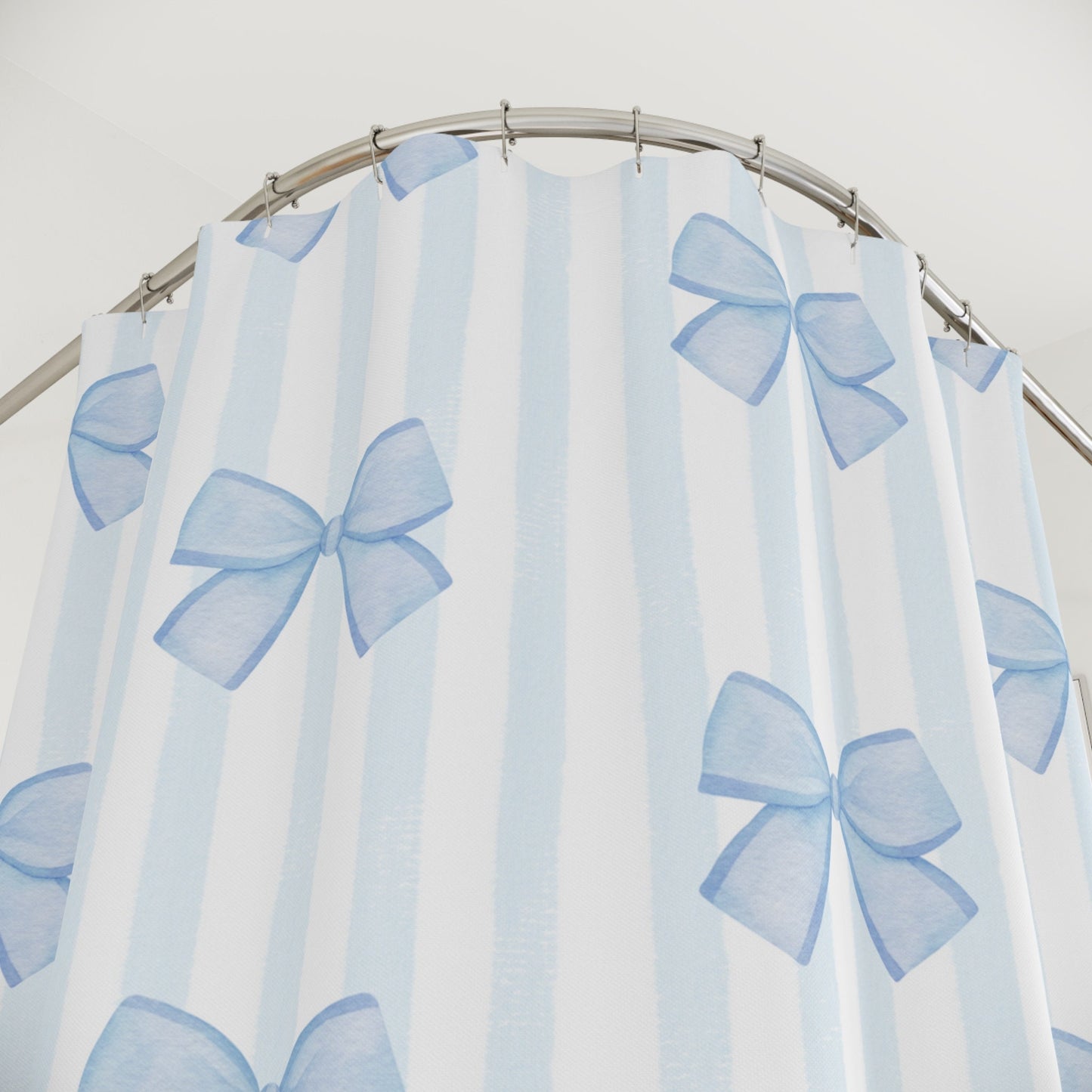 Custom Shower Curtain, Blue Bows