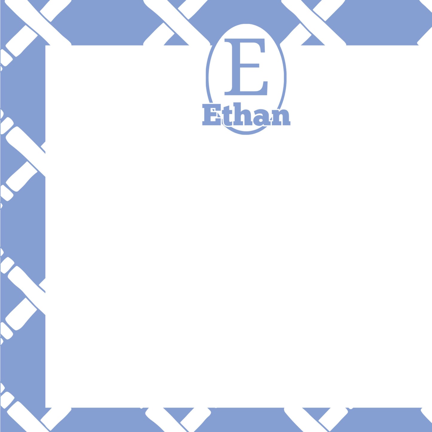 Personalized Notepad, Preppy Blue Lattice