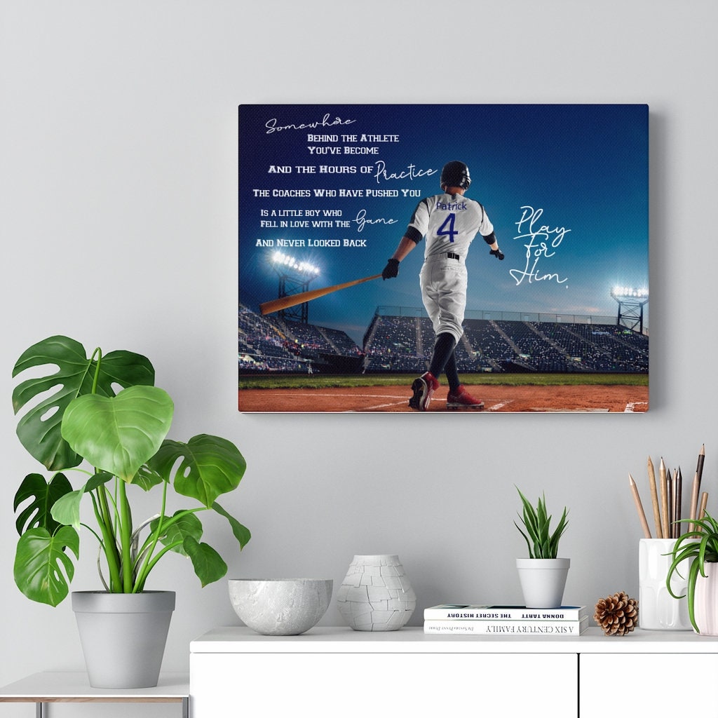 Play For Him | Customized Art | Baseball Canvas | Motivation Art | Canvas Gallery Wraps