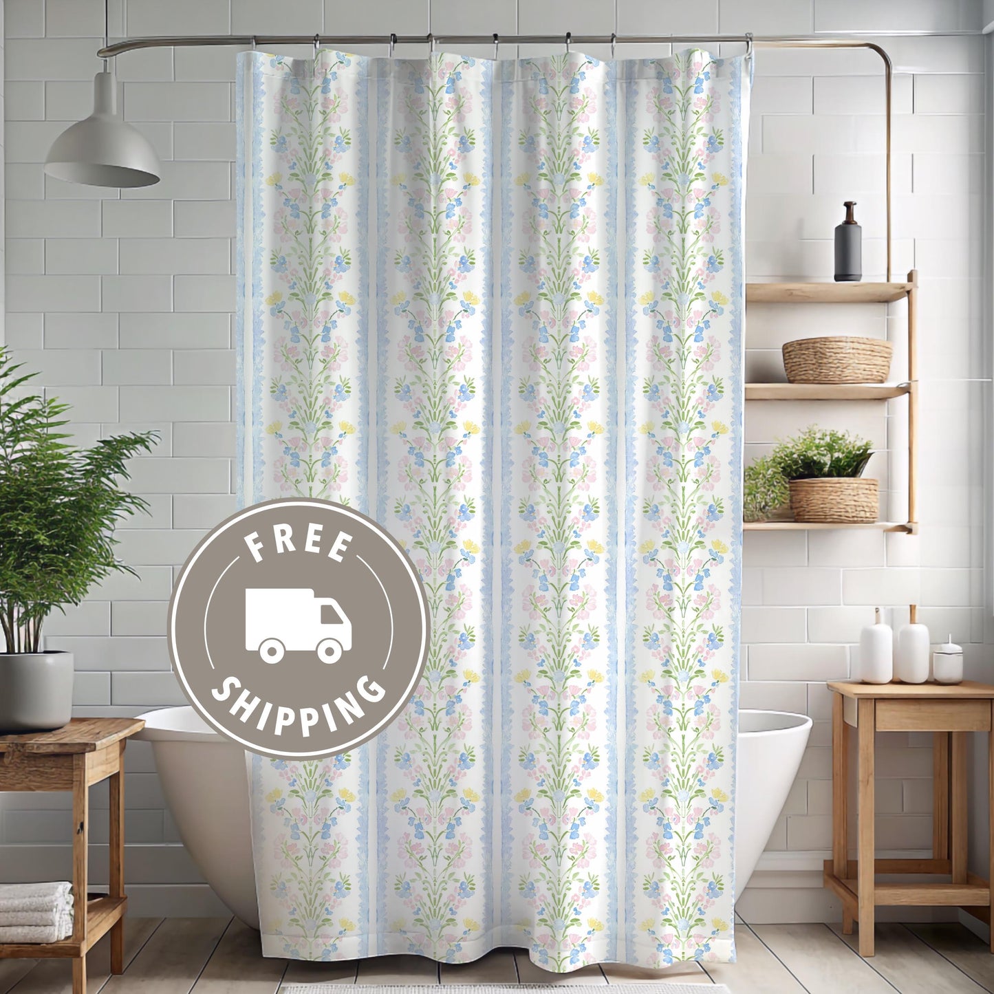 Custom Shower Curtain, Coquette Floral